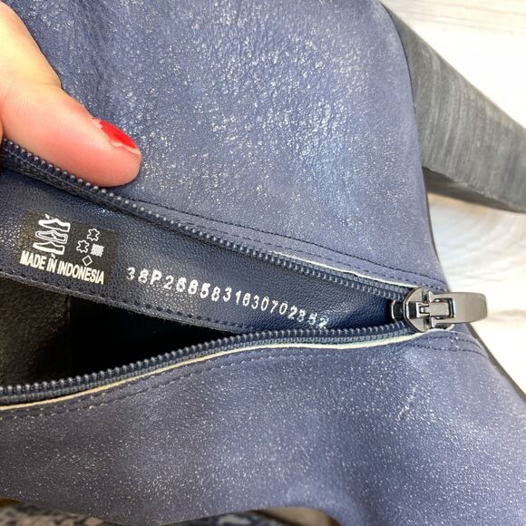 Ecco Shape 75 Ankle Bootie EU 38 US 7 Marine Blue Nubuck Leather High Heel - Picture 12 of 13